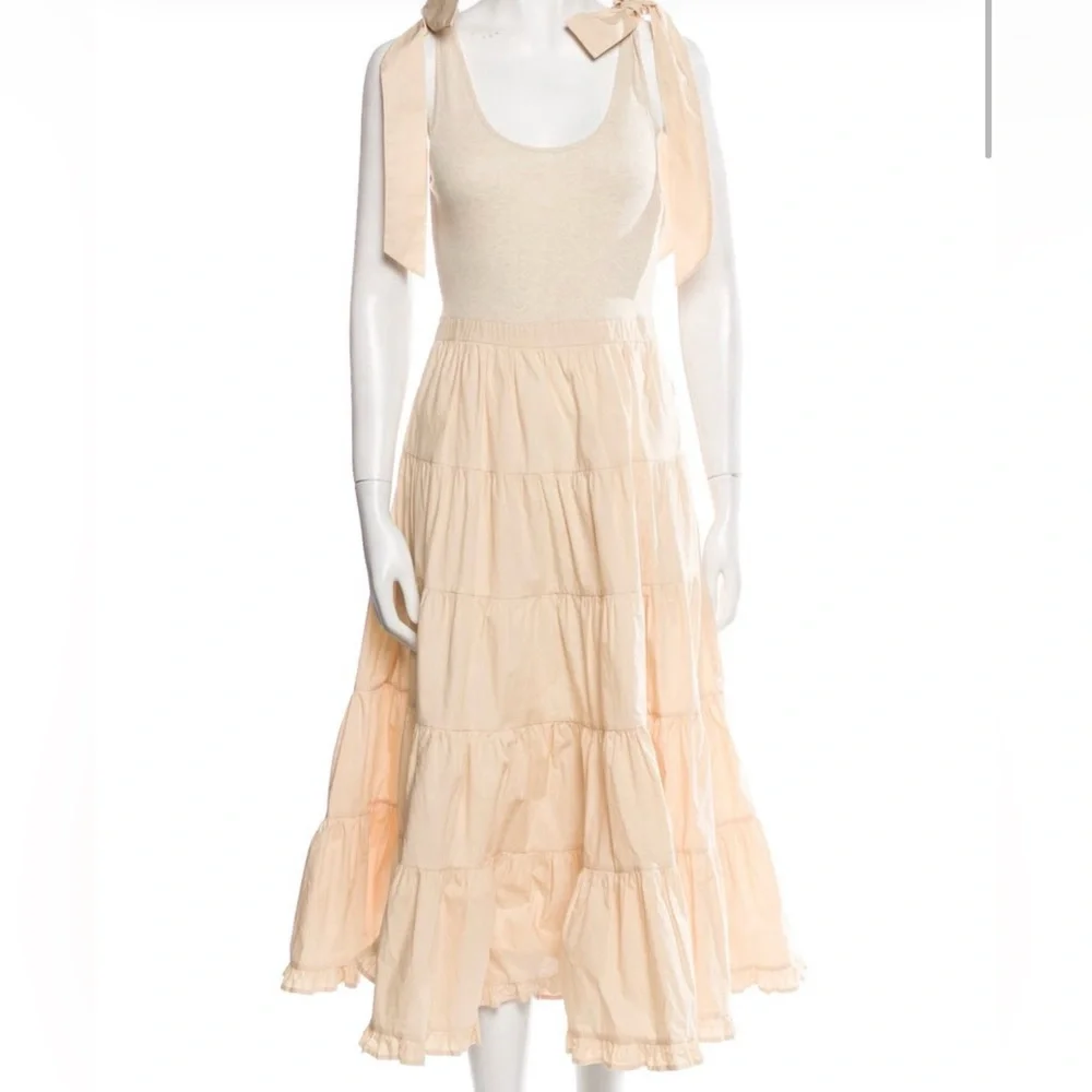 Ulla Johnson Tiered Elegant Cream Ivory Tiered Skirt - Picture 1 of 14